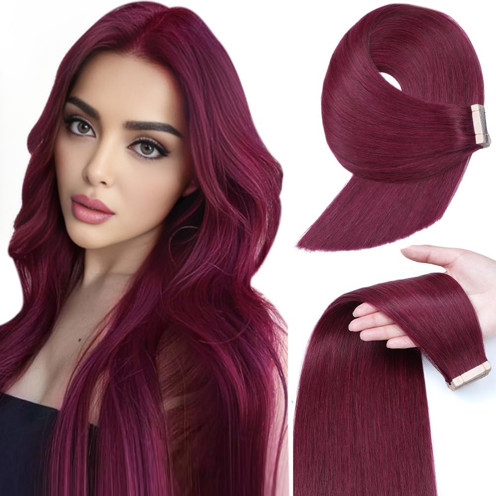 YDDM Extensiones de pelo humano con cinta adhesiva, 20 unidades, 60 cm, 50 g, color marrón claro con rubio dorado — view 30