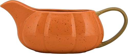 Miniatura 3 de 10 Strawberry Street Cacerola cubierta de calabaza y bote de salsa, 7.75 pulgadas, naranja