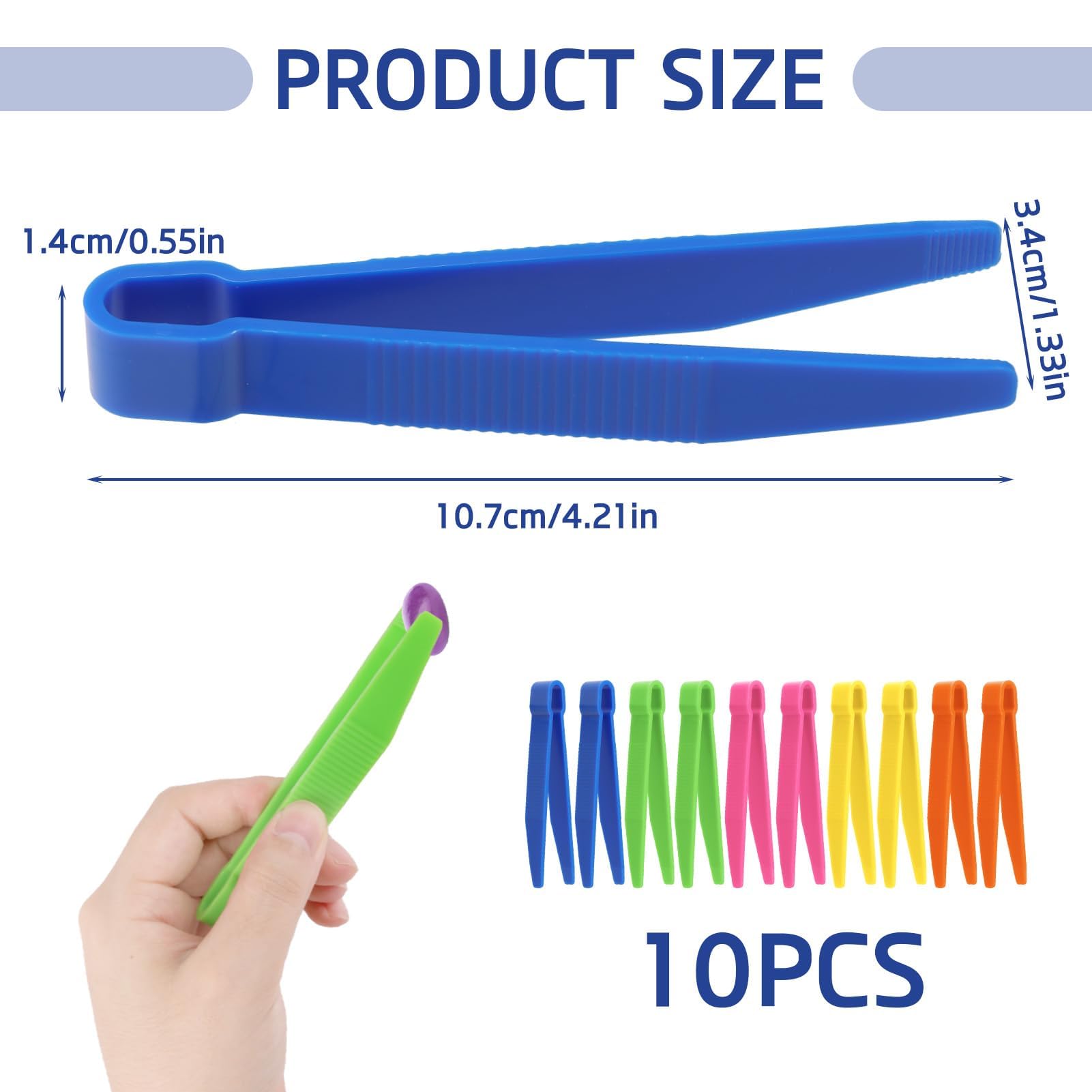 Set di 10 Pinzette Montessori - Plastica Leggera, Colorate, per capacità Motorie e Sensoriali