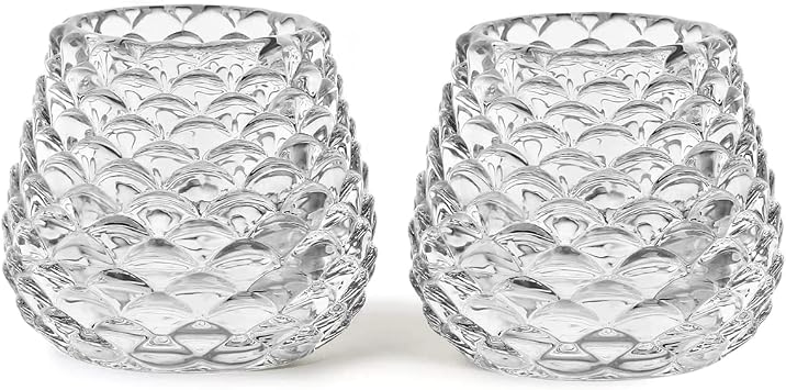 Christmas Crystal Pinecone Candle Holders, Set of 2 Tealight Candle Holder Pine Cone Glass Tea Light Votive Candle Holders for Christmas Party Centerpiece Table Setting Decoration