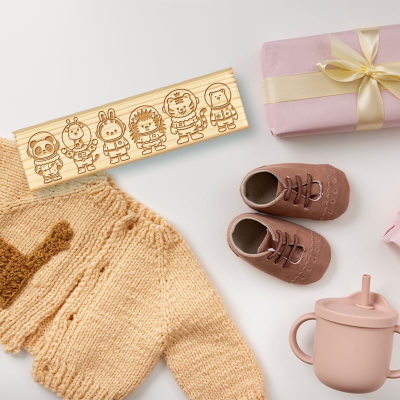 CHGCRAFT Pregnancy Test Keepsake Box Animal Astronauts Wooden Pregnancy Announcement Gifts Box with Raffia Ribbon and Lock Announcement Gifts for Dad Husband 8x2x1.2 inch - Image 4
