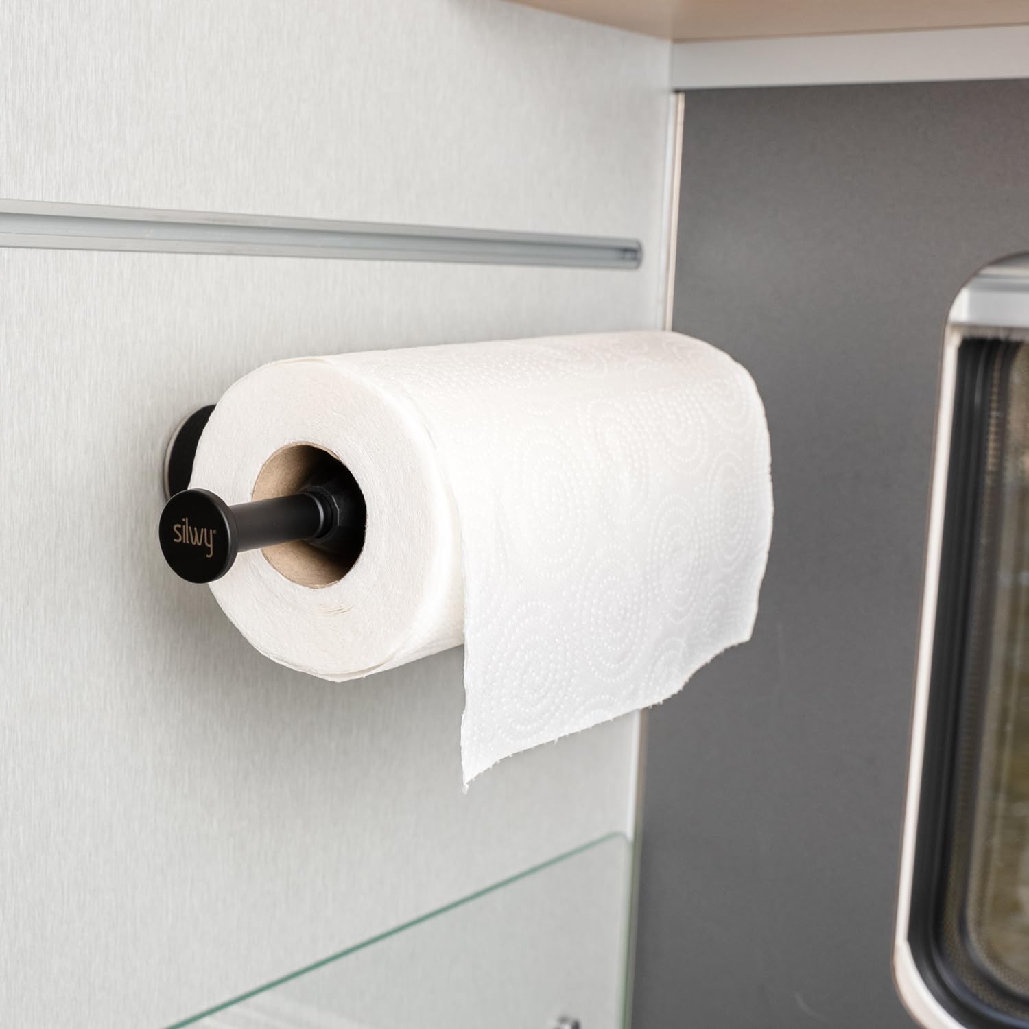 Silwy Soporte magnético para Rollos de Cocina, se adhiere a Superficies metálicas y Barra de Metal sin taladrar, Flexible para Cocina, Caravana, Barco y Cocina al Aire Libre, imanes de Goma para