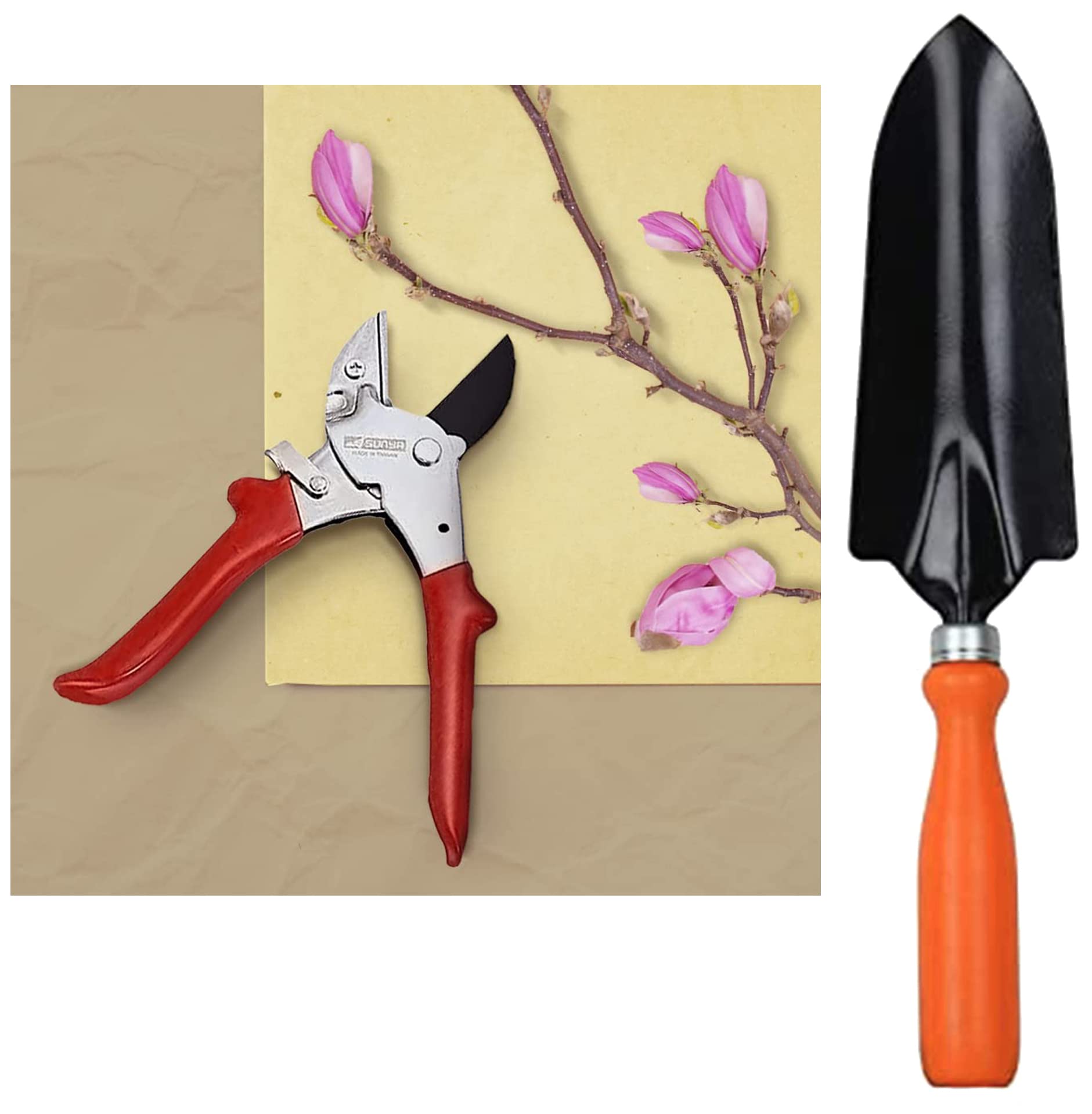 Kraft Seeds Sunya Professional Anvil Garden Pruner Shears Rust Resistance Anti Rust Blade Great Cutting Power Upto 16mm Pruning Brought to You by Kraft Seeds & Trowel with Plastic Handle (B09SG4HFK2) Amazon Price History, Amazon Price Tracker