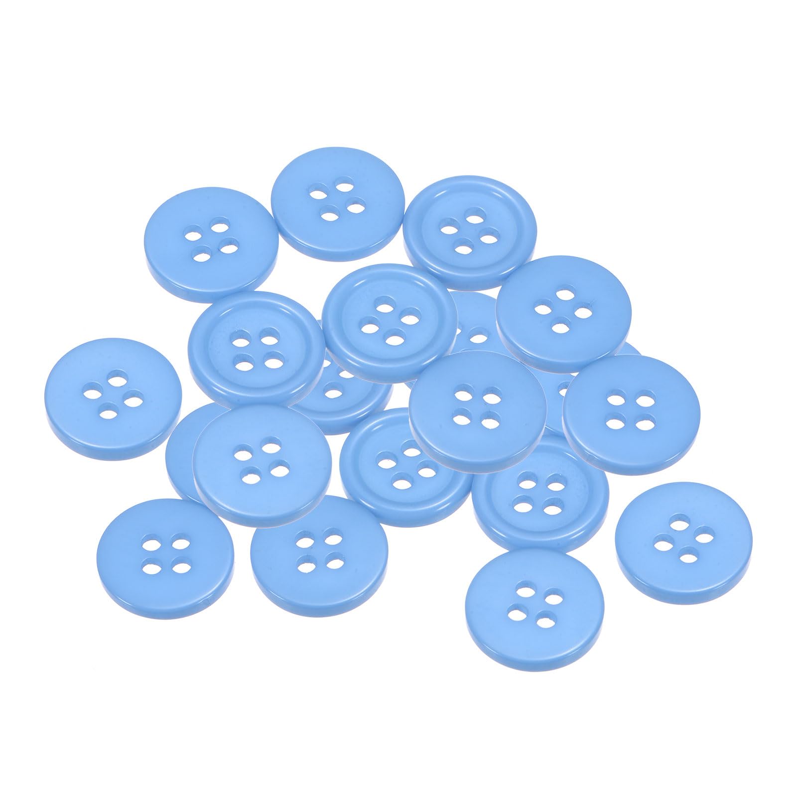 sourcing map 20pcs 20L Sewing Buttons 1/2"(12.5mm) Resin Round Flat 4-Hole Craft Replacement Buttons for Sewing Clothing and DIY, Sky Blue