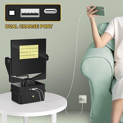 Miniatura 5 de Luz de trabajo LED recargable, IP67 impermeable 9000LM luces de inundación súper brillantes, equipada con batería de 4400 mAh, 5 modos de brillo luz