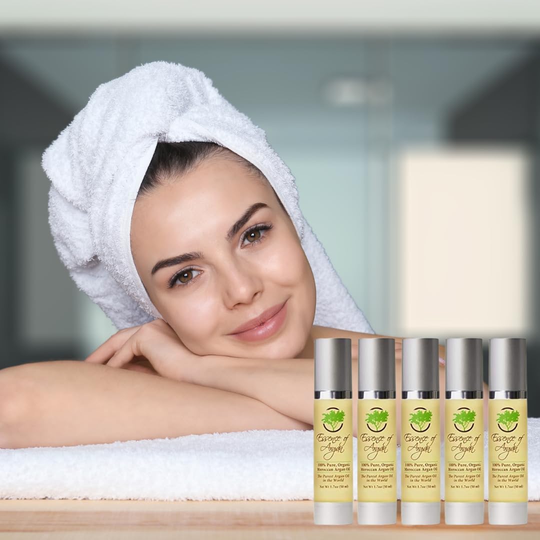 Essence Of Argan Moroccan Argan Oil for Hair Skin & Nails - Natural Eco-Certified Cold Pressed Oil for Skin Moisturization - Non-Greasy Formula for Hair and Nail Growth - Pack of 5 product thumbnail 5