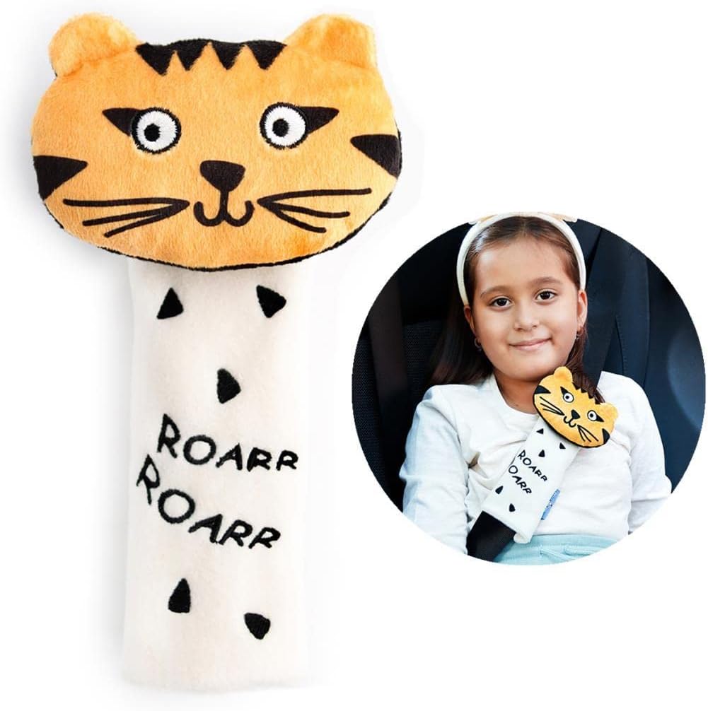 Milk&Moo Skater Cheetah Seat Belt Pillow for Kids, Ultra Soft Head, Neck, Shoulder Support in Car, Seatbelt Covers for Kids, Toddler Seat Belt Cushion, Animal Travel Pillow