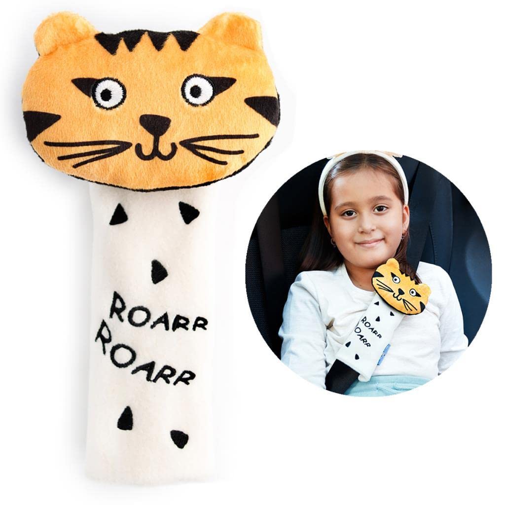 Milk&Moo Skater Cheetah Seat Belt Pillow for Kids, Ultra Soft Head, Neck, Shoulder Support in Car, Seatbelt Covers for Kids, Toddler Seat Belt Cushion, Animal Travel Pillow