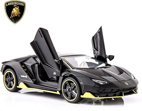 BDTCTK 124 Centenario LP770-4 Modelo de fundición auto de juguete de aleación de zinc con sonido y luz para regalo de niños y niñas negro