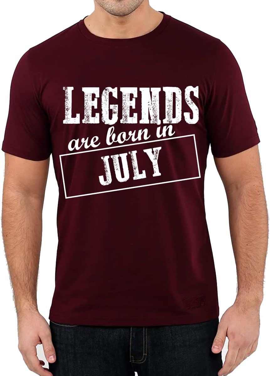 CaseriaMen's Cotton Printed T-Shirt -Legends are Born in July Pattern | 100% Cotton | Half Sleeves | Regular Fit | Printed | Round Neck | Graphic T Shirt