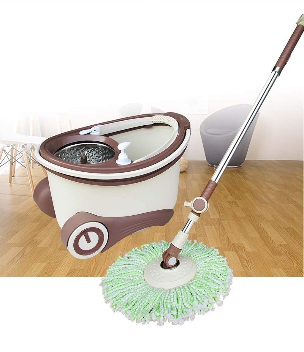 Mop Mop in Microfibra Spin Mop e Set secchi Mop Rotante Doppia Trasmissione con 4 Teste mocio