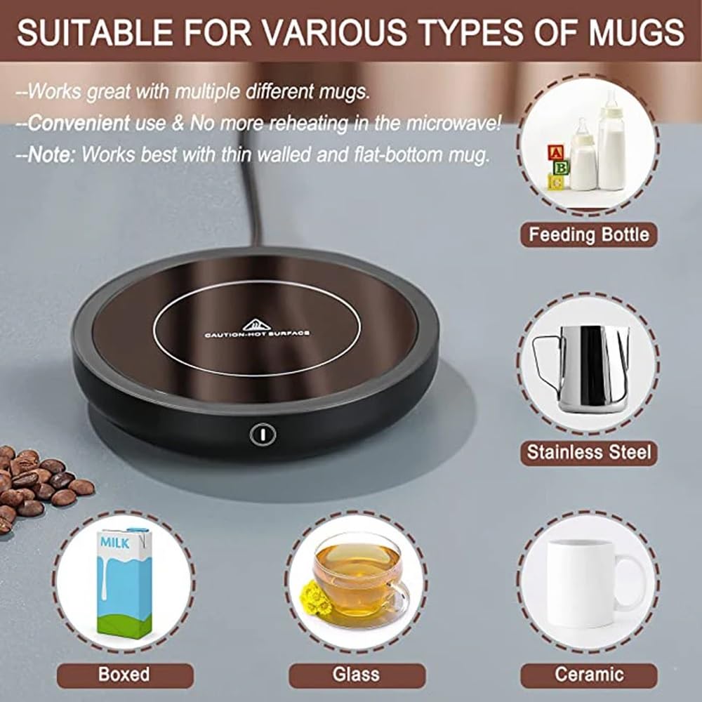 Scalda-tazze da caffè, scalda caffè e tazza per scrivania, con 3 impostazioni di temperatura e funzione di spegnimento automatico di 4 ore, per scrivania da ufficio