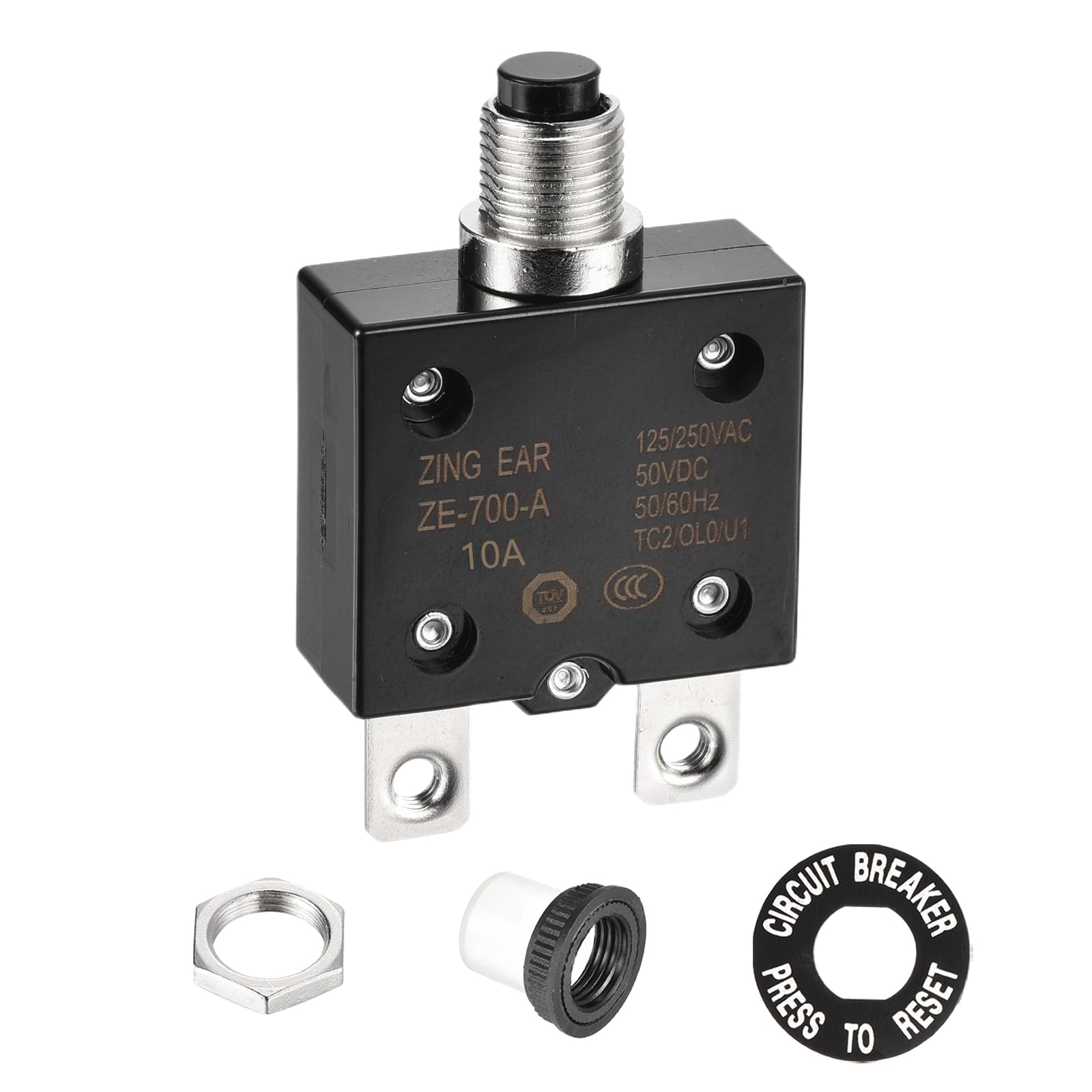 DMiotech 25A Thermal Circuit Breaker 125/250V AC 50V DC Push Button Manual Reset With Waterproof Cap - 2 Pack