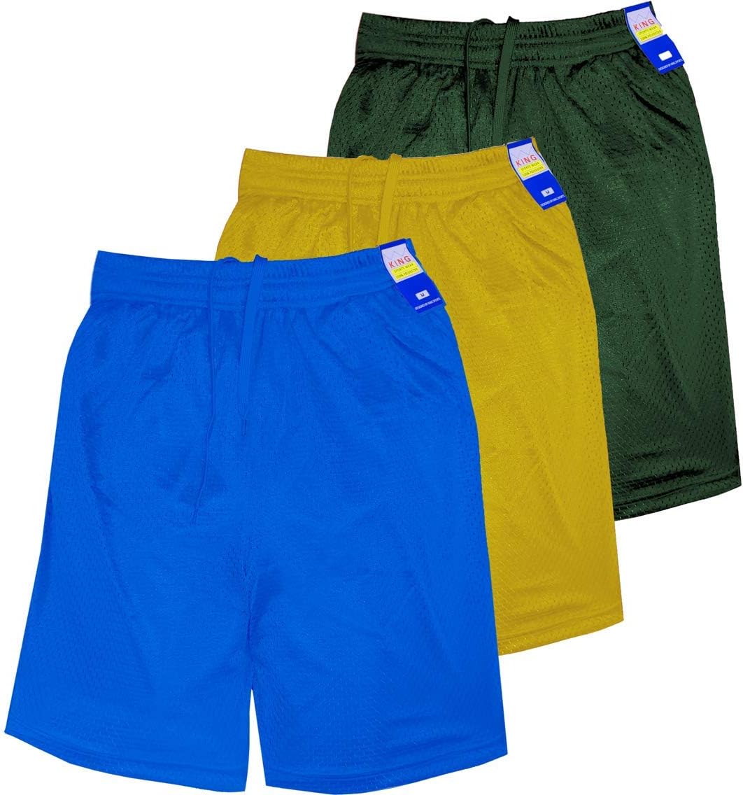 Men's Mesh Basketball Shorts with 2 Side Pockets, Single & 3 Pack, S - 5XL