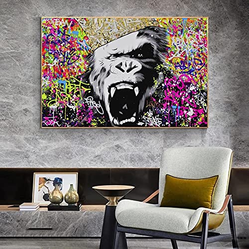 Toile graffiti animaux abstraits pour masquer un mur blanc - 2
