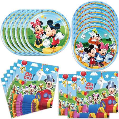 40Pack Mickey Party Supplies include 20 plates, 20 napkins for Mickey Birthday Party Decoration