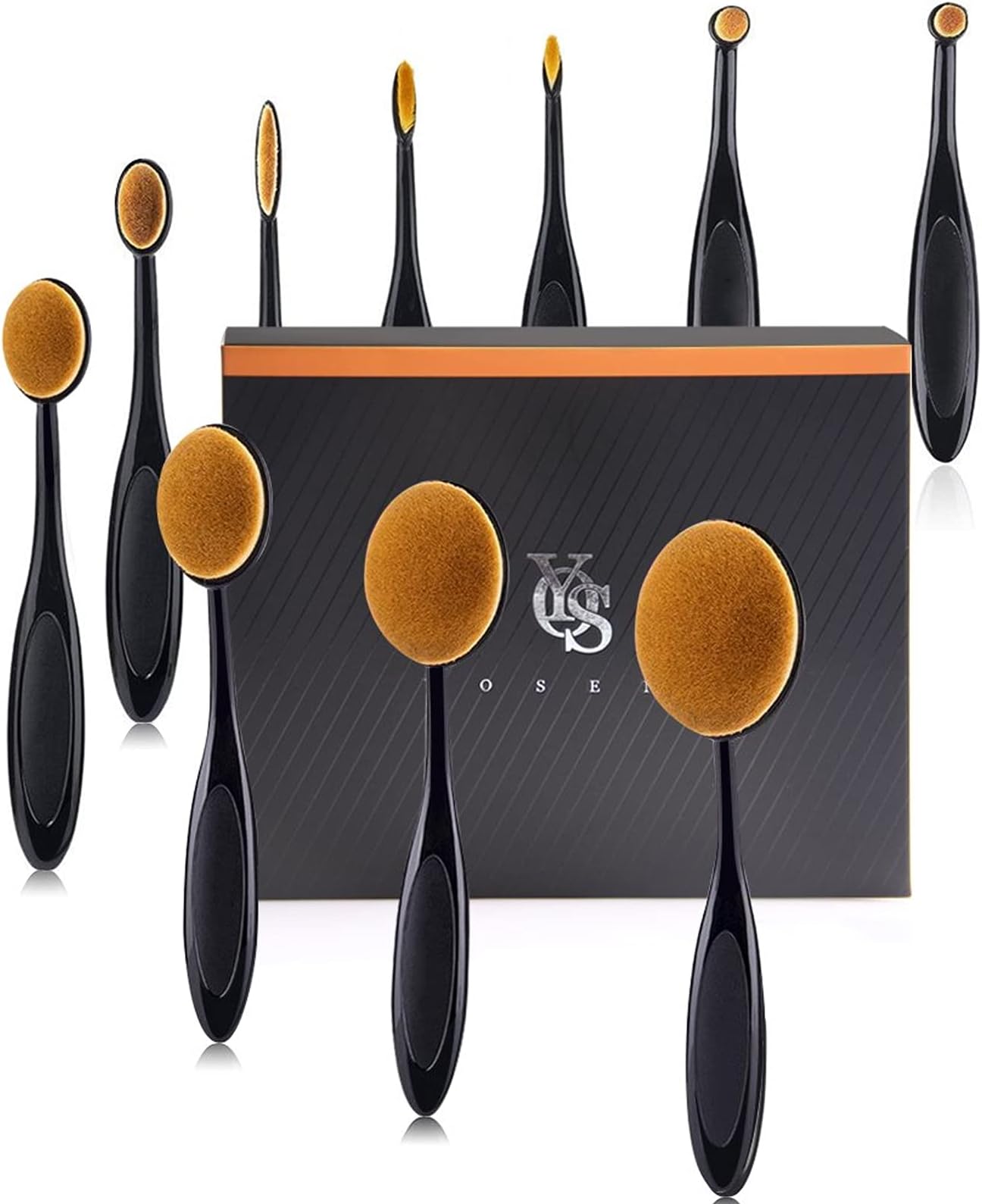 Yoseng Oval Makeup Brushes Set 10 Pcs Professional Oval Toothbrush Foundation Contour Concealer Eyeliner Blending Cosmetic Brushes Tool Set-With Box,Practical White Elephant Gift for Girls Women
