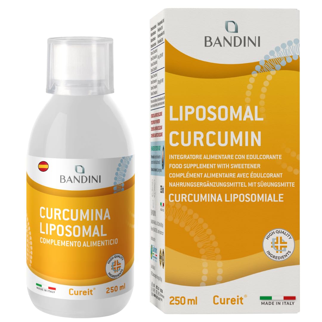 Bandini® Curcumina Cureit® Liposomal líquida 250 ml | 200 mg de curcumin por dosis diaria | Alta Dosis y biodisponibilidad | Suplemento alimenticio Antioxidante natural | Curcuma liposomada | Vegano