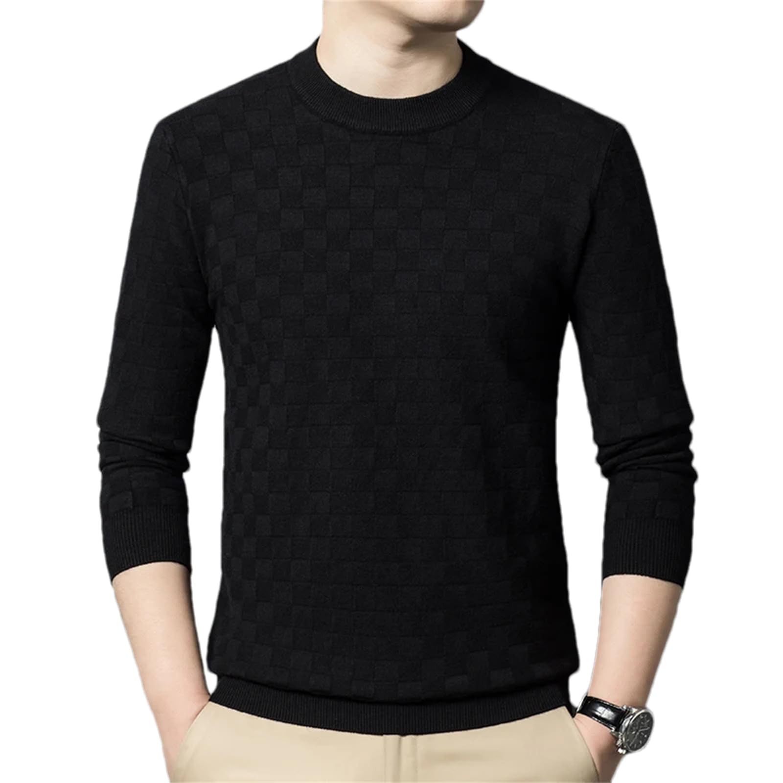 Maglione da uomo con scollo a O in maglia, per autunno e inverno, stile vintage, casual