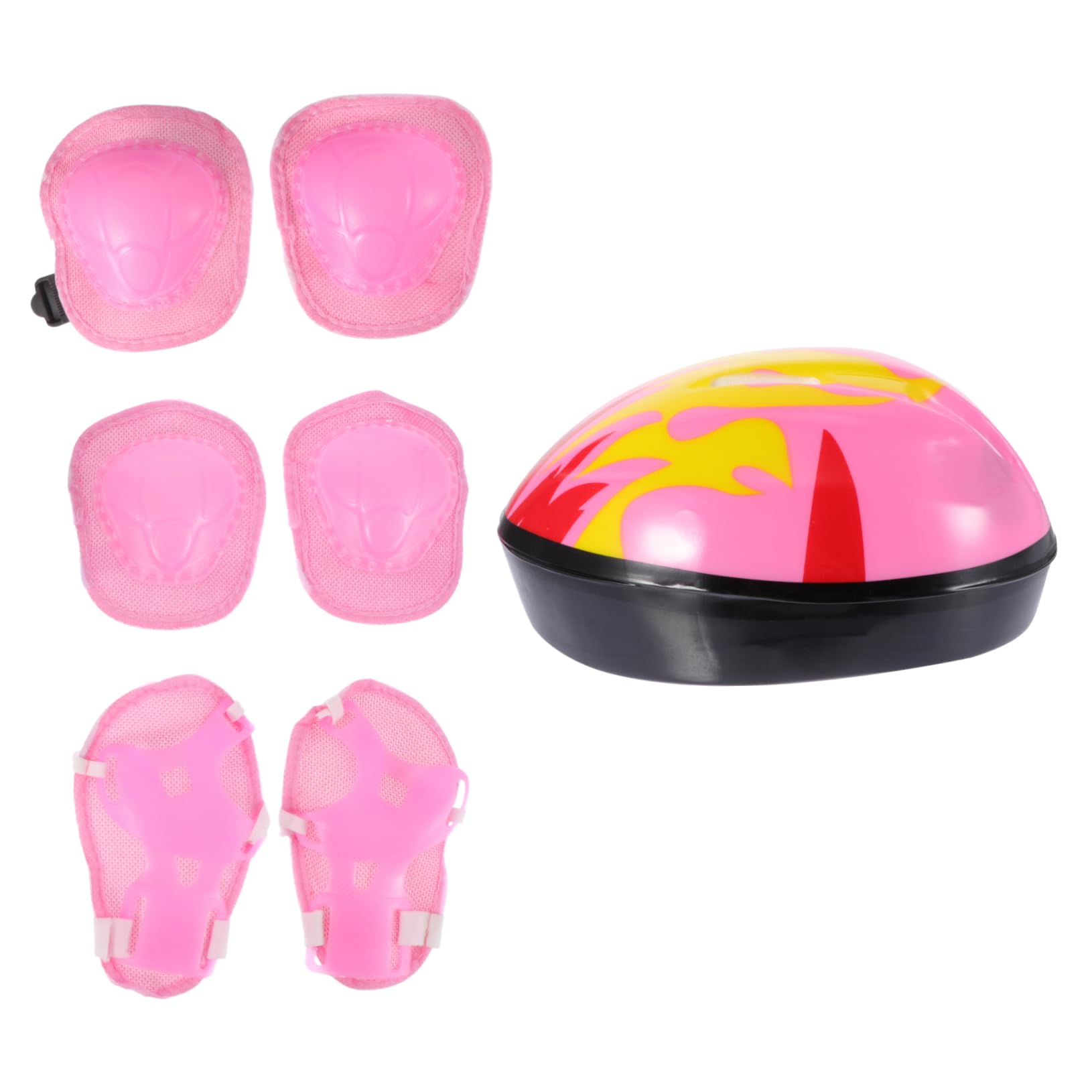 Yardwe Set Boys and Girls Helmet Riding Skating Protective Elbow Pads Kneecap Bike Safety Gear Pink