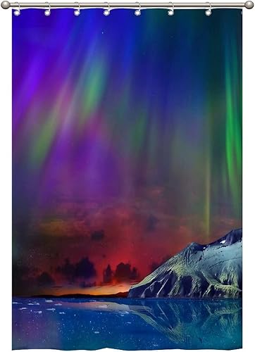 Shower Curtains Gorgeous, Unreal Beautiful Northern Lights 47 x 72 Inch Waterproof Fabric Shower Curtain Polyester Fabric with Hooks, Bathroom
