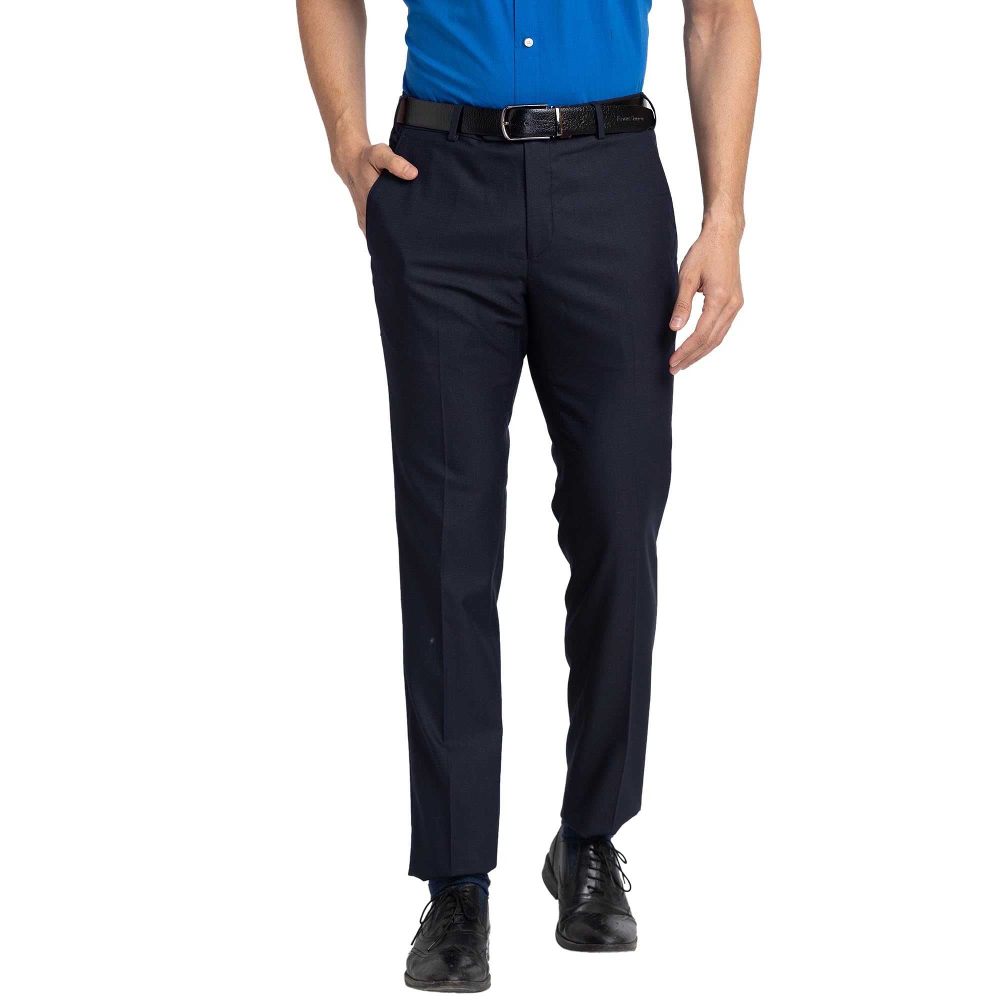 raymond Men's Poly Viscose Blend Checks Pattern Slim Fit Flat Front Formal Trouser-picture-34
