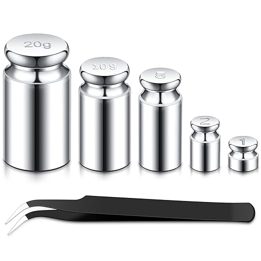 TOODOO Calibration Weight 1g 2g 5g 10g 20g Calibration Gram Scale Weight Set for Digital Scale Balance and 1 Piece Calibration Weight Tweezer