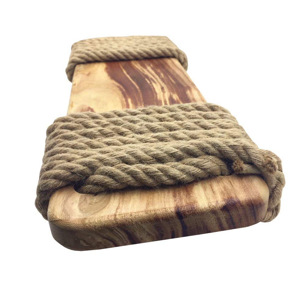 Aoneky Altalena Legno da Giardino 60x20x3cm, con Corda 3,7M, Carico Massimo:160KG -Sedile da Altalena per Bambini e Adulti su Albero Esterno (Paulownia Round)