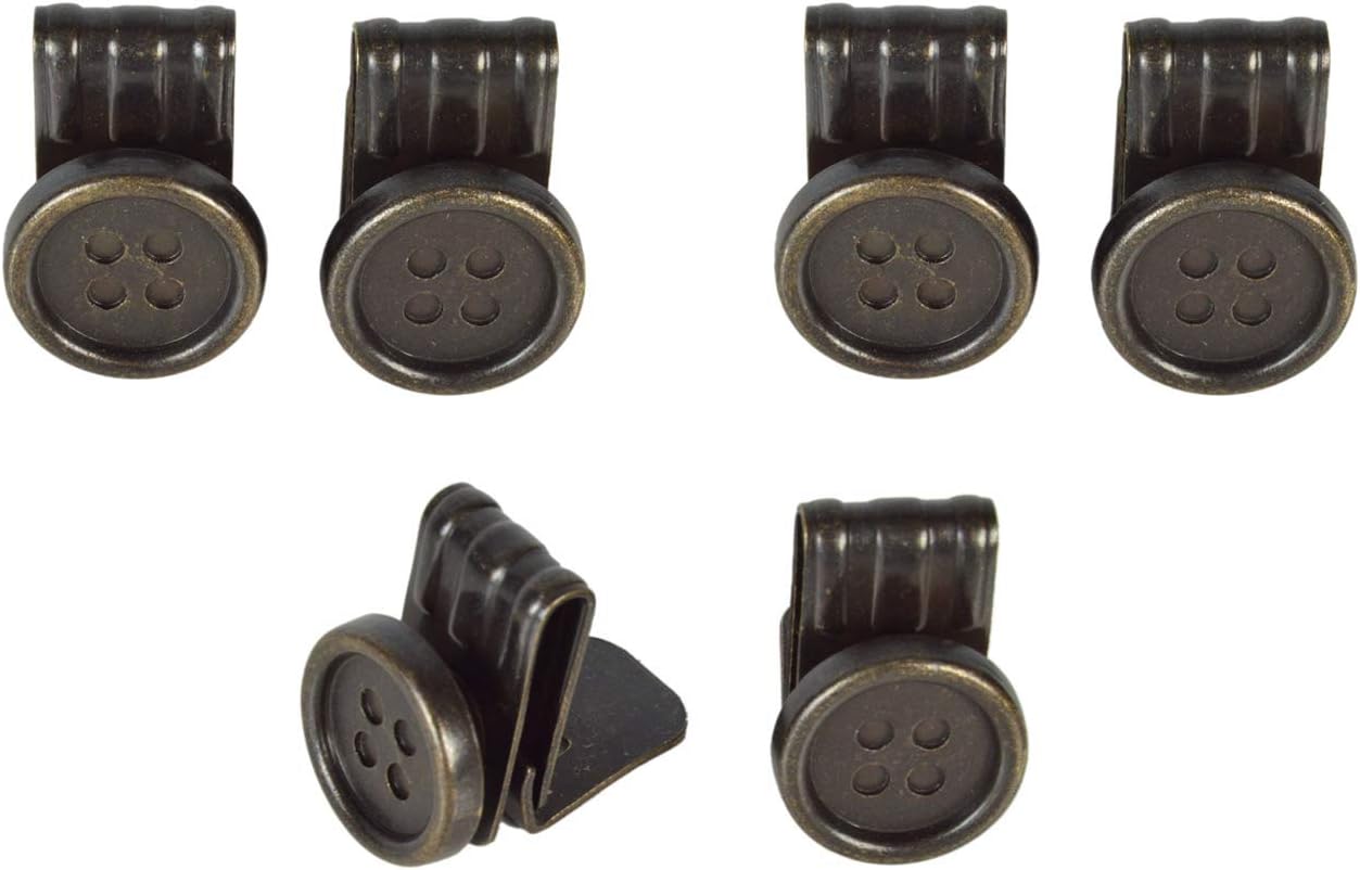 6 Pack of Clip On Buttons for Braces in Presentation Box - Brass, One Size