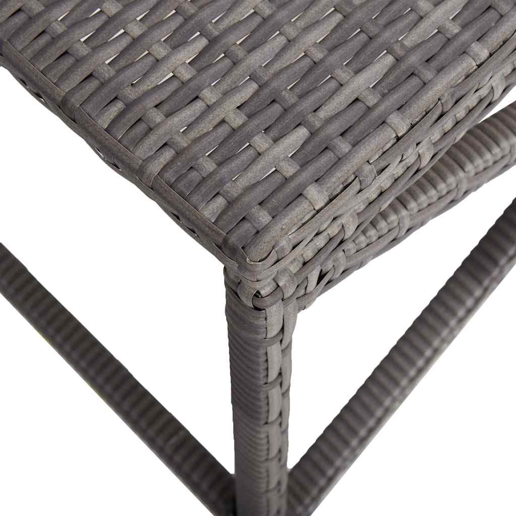 Banco de jardín 120 cm resina trenzada, color gris | Marco de acero recubierto de polvo, resistente al agua, fácil de montar, para terraza y piscina