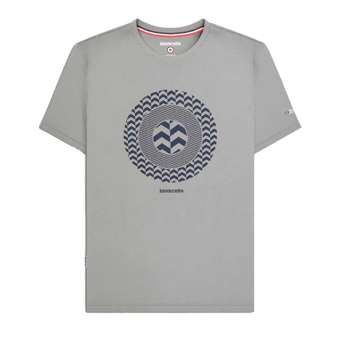 Lambretta Mens Chevron Target Short Sleeve Cotton T-Shirt - Ultimate Grey - 4XL