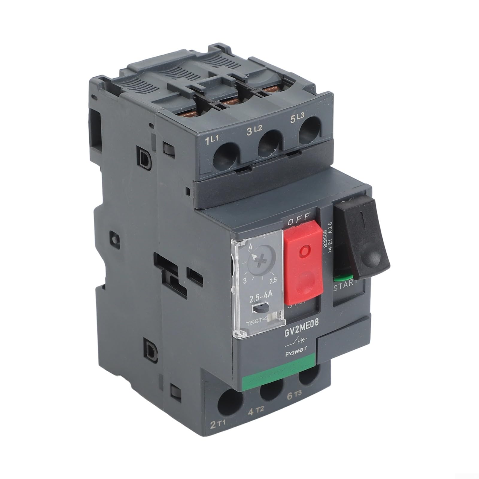 Disjoncteur de protection du moteur de la série GV2, commutateur de relais de surcharge thermique, courant nominal 1-32 A pour moteurs triphasés et monophasés de 0,37 kW-15 kW (GV2ME10C4-6,3 A)