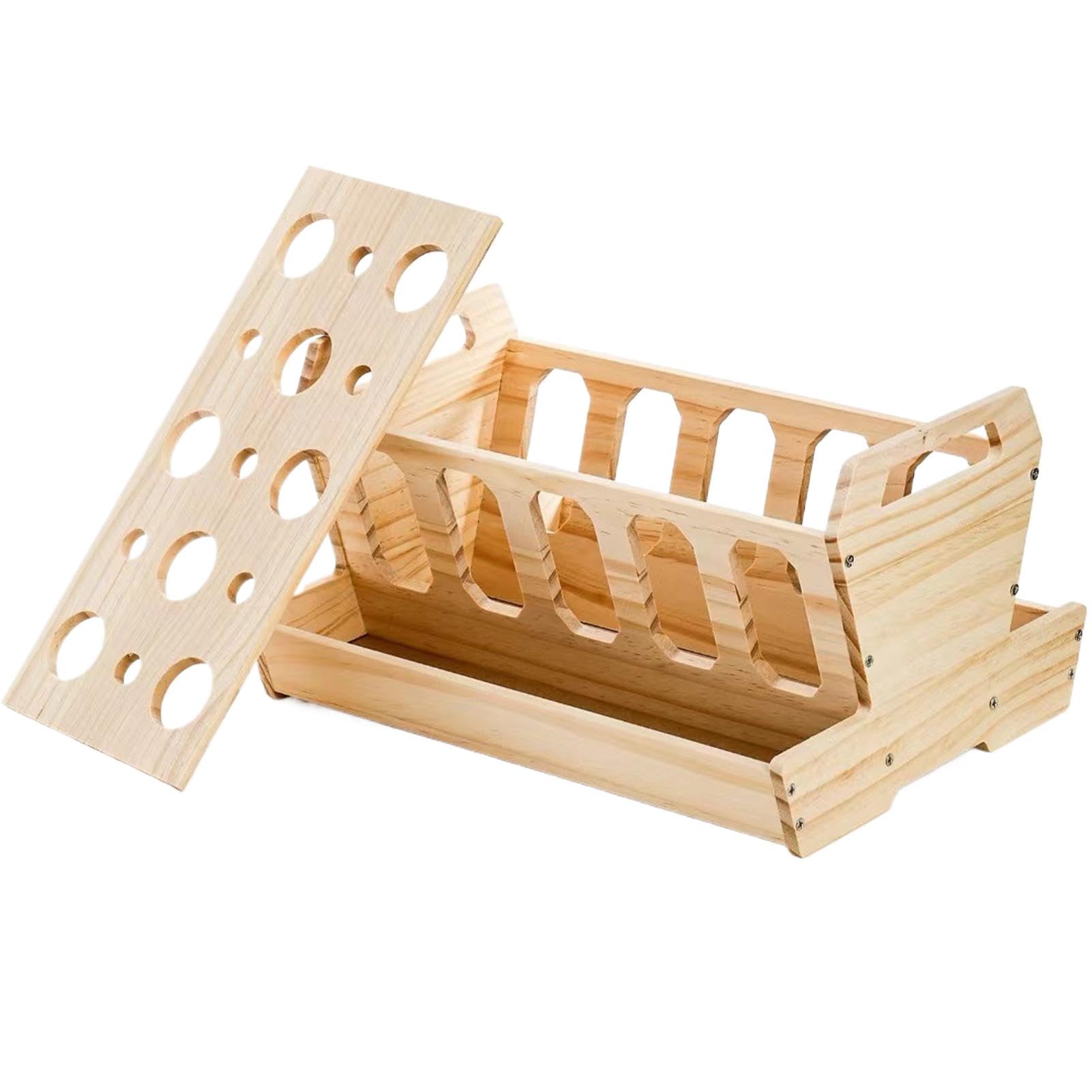 Bunny Feeder Porte-foin pour lapins - Grand râtelier à foin en bois avec | couvercle amovible pour lapins, cochons d'Inde et chinchilla
