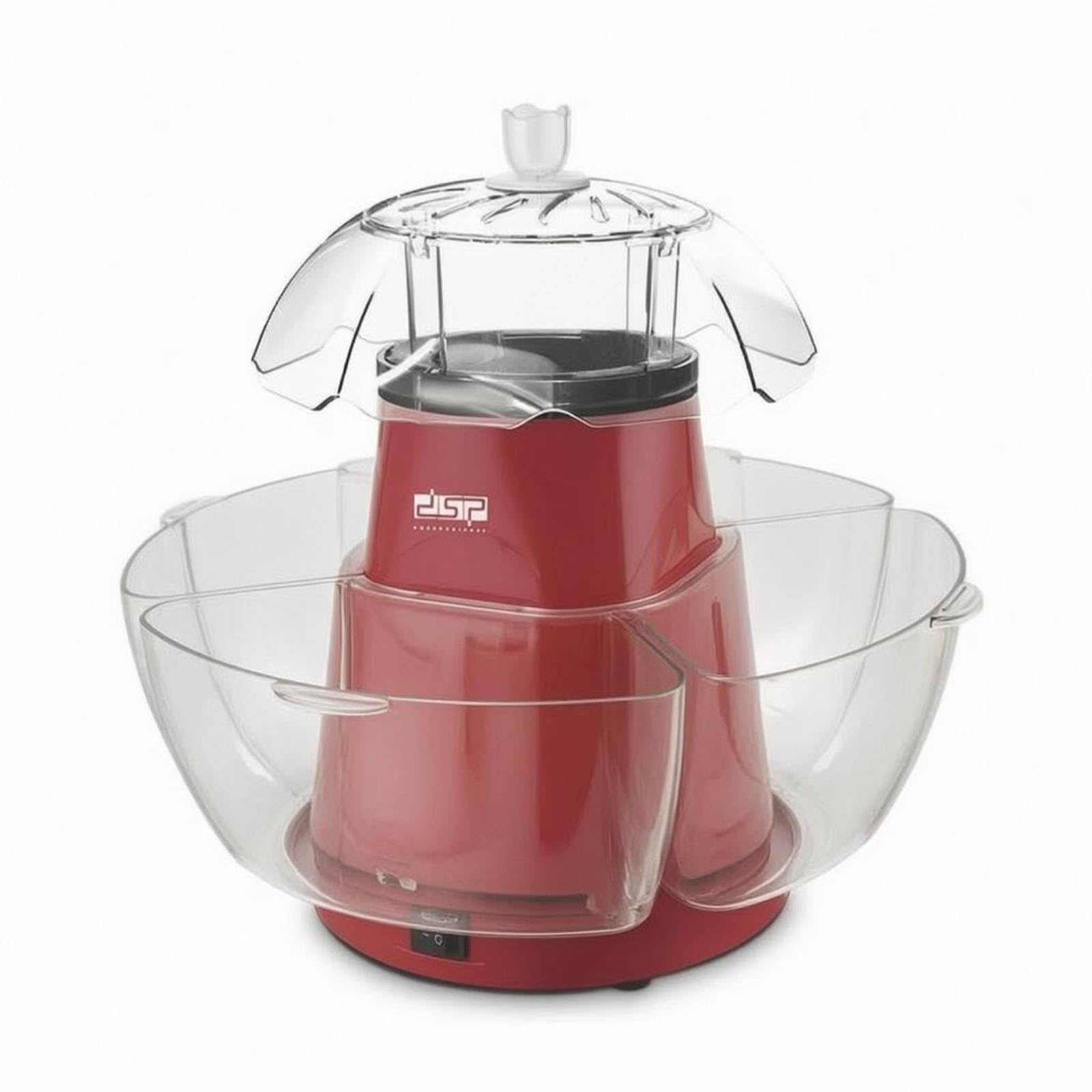 Red Body Popcorn Machine with Bowls Transparent Lid Electric Popcorn Machine 1200W Kitchen Appliance European Plug, EU Plug-image-25