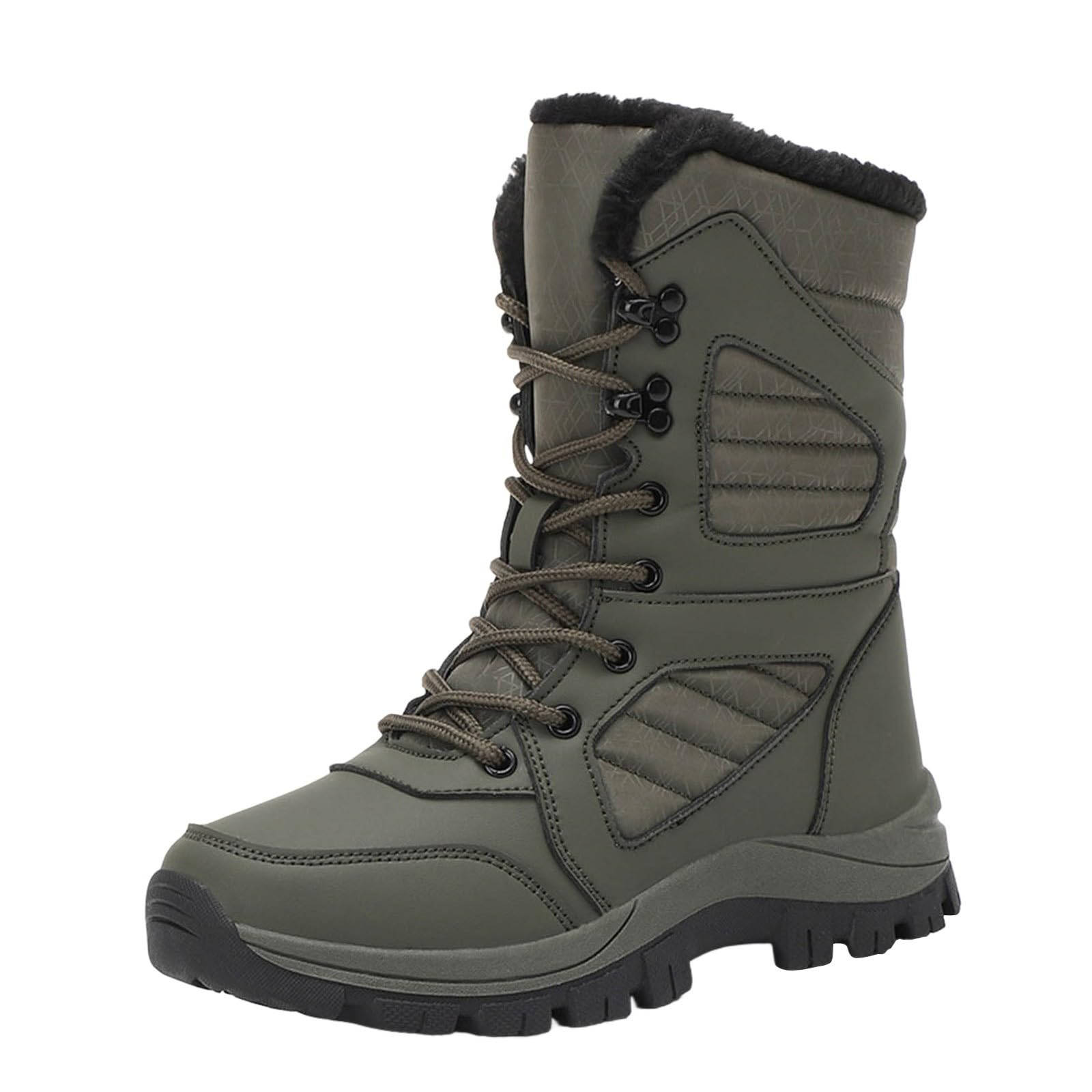 Générique Botte Hiver Femme Imperméable Fourrées Chaude Bottines Confortables Antidérapant Mollet Large Chaussures Chaudes Résistant À L’humidité Fermeture Éclair Bottes Outdoor Randonnée Courses