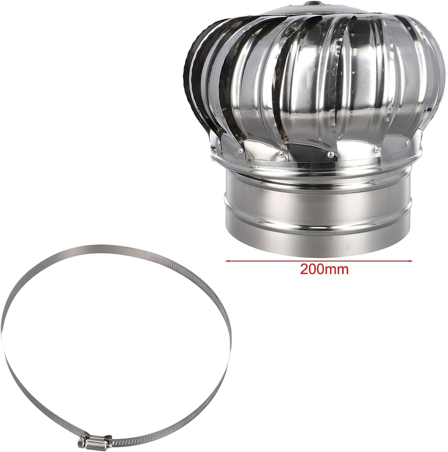 Rotatable Roof Ventilator with Rainproof Cap - Ø200mm Exhaust Chimney Vent for Wind Ball Ventilation and Smoke Extraction Ideal for Effective Airflow Management