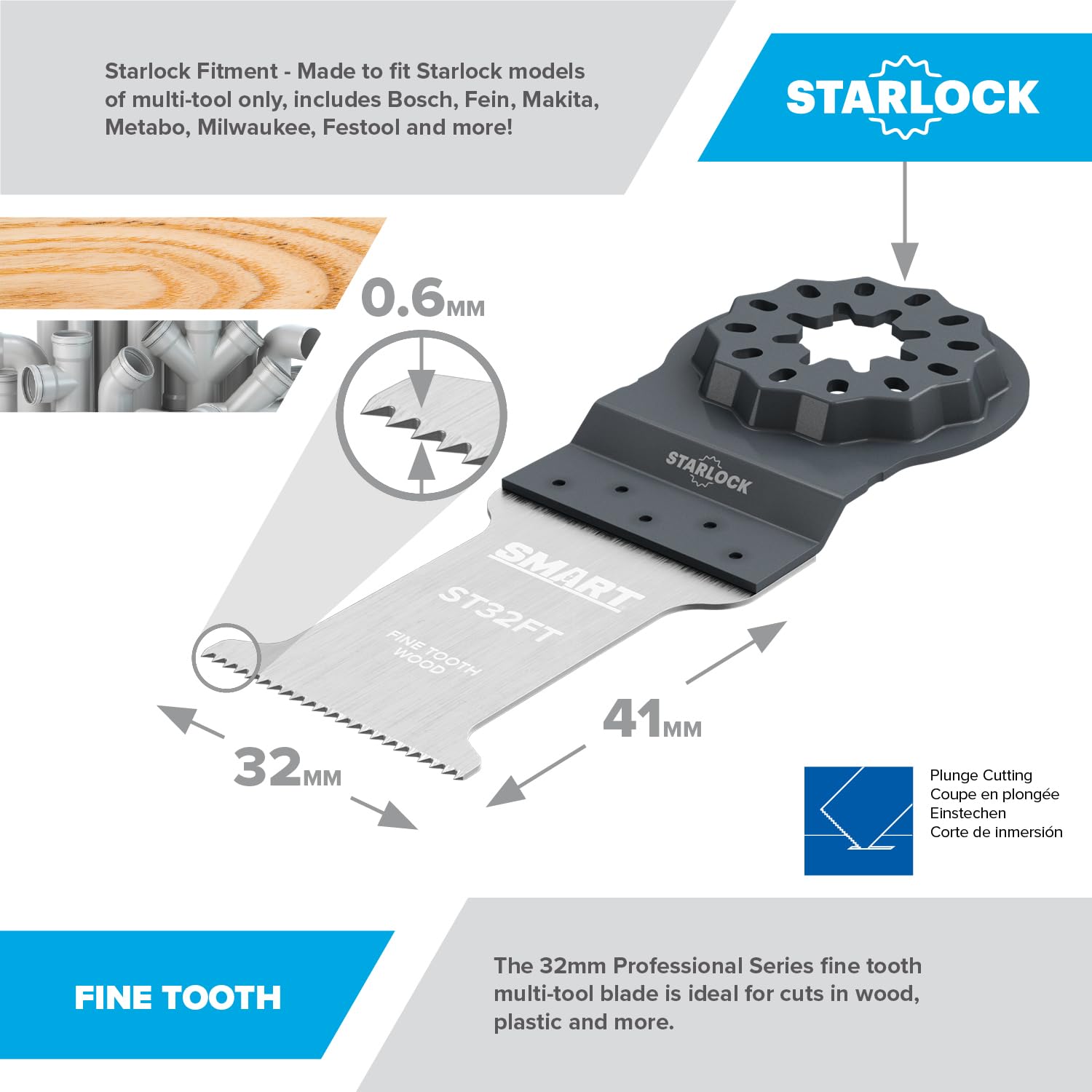 SMART Starlock 32mm Fine Tooth Wood Blade - 10pk - Image 2