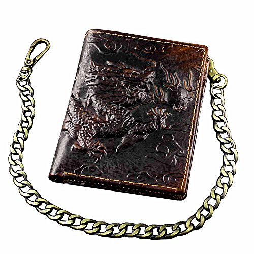 Vintage Dragon Mens Wallet Slim Card Money Purse Wi/Safe Chain3