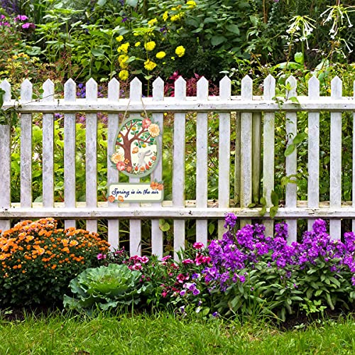 Image of HPNIUB Spring Welcome Wooden Plaques, Bunny Front Door Wood Signs (11x16.5inch), Easter Egg Wall Decororation For Farmhouse Outdoor Spring Wall Art Decor Supplies