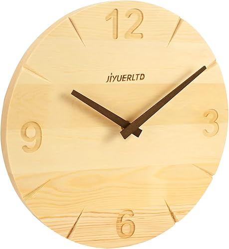 Miniatura 1 de JIYUERLTD Reloj de pared de madera maciza de 12 pulgadas reloj de escritorio moderno decorativo para pared dormitorio sala de estar cocina oficina y