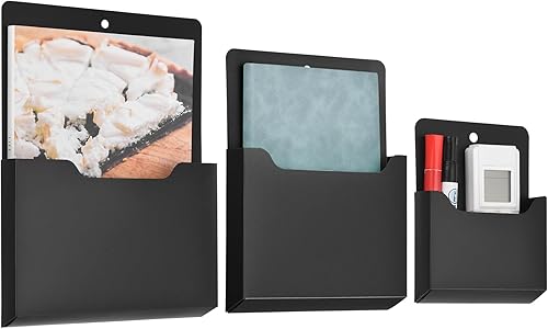 Miniatura 8 de uxcell 3 soportes magnéticos para archivos, soporte magnético de papel para refrigerador, organizador magnético de archivos de pared, tamaño carta,
