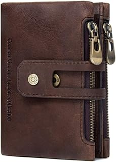 Contacts Genuine Leather Wallet for Men | 14 Card Slots, 1 ID Window | 2 Zipper Compartments, Button Closure | Men's RFID Price In India