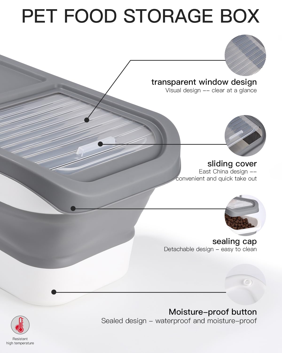 Zawaer Contenedor de Comida para Mascotas 5KG, Pienso Perro Gato Plegable Cubo Caja Almacenamiento Comida con Pala y Taza Medidora