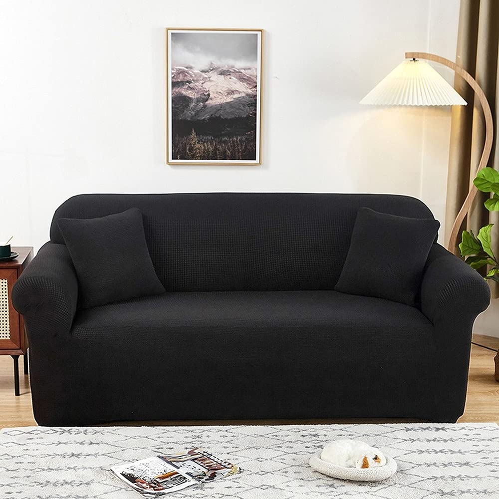 Housse de canapé imperméable 3 places convertible noir extensible
