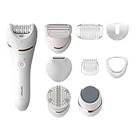 Philips Epilator Series 8000, epilatore Wet & Dry cordless per gambe e corpo con 9 accessori