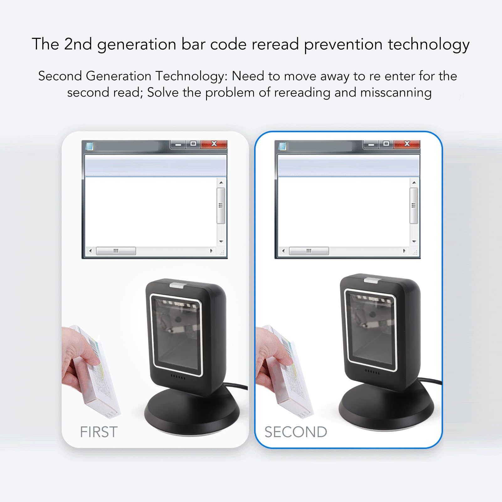 Scanner di Codici a Barre Senza Mani 2D, Lettore Desktop Cablato USB a Scansione Auto -rilevante per la Vendita Al Dettaglio con Tutte le compatibilità dei Sistemi