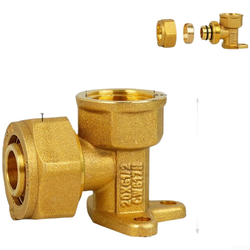 Codo de para latón 90 Grados G1/2 Hembra/Macho para Calefacción y Agua - Conector Tubo Instalación Doméstica 6x5x4cm(1620 Natural Color)