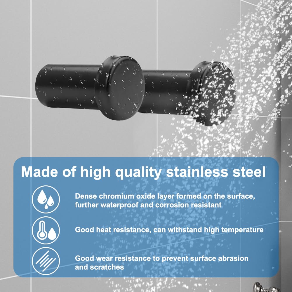 8 Stuks Mat Zwarte Wandhaken - Roestvrij Staal - Voor Kleding En Handdoeken - Max 30kg