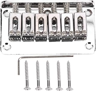 RiToEasysports 6-String Fixed Bridge Electric Guitar Hardtail Saddle Bridge Replacement Parts with Wrench 78 mm (Silver) Rocktile E Guitar Bridge