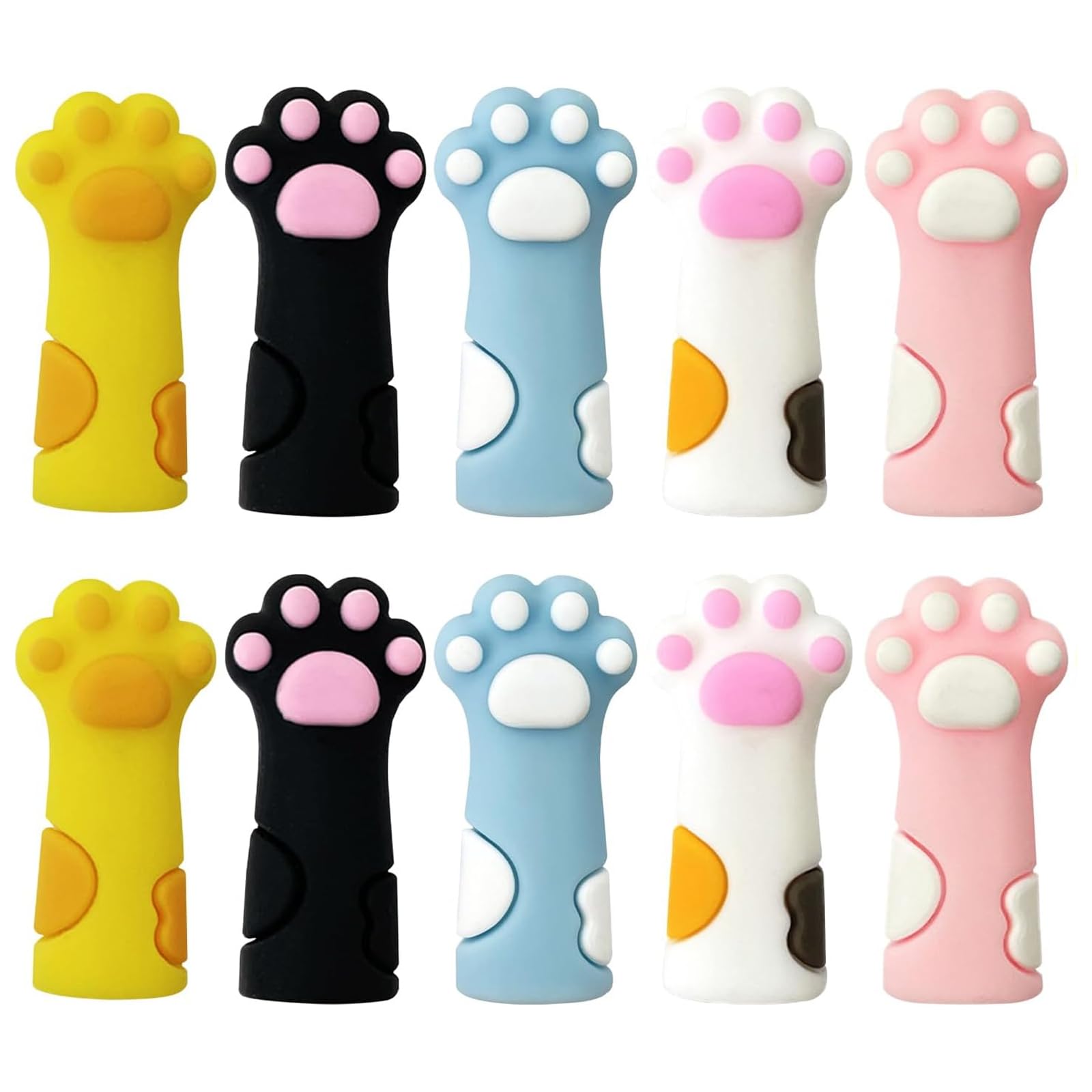Asrejur Colouful 10 Pcs Cat Paw Knitting Needle Stoppers,Silicone Knitting Accessories Needle Stopper,Colorful Cat Paw Knittings Point Protectors Caps,Crochet Accessories For Diy Art Project,Sewing,Quilting